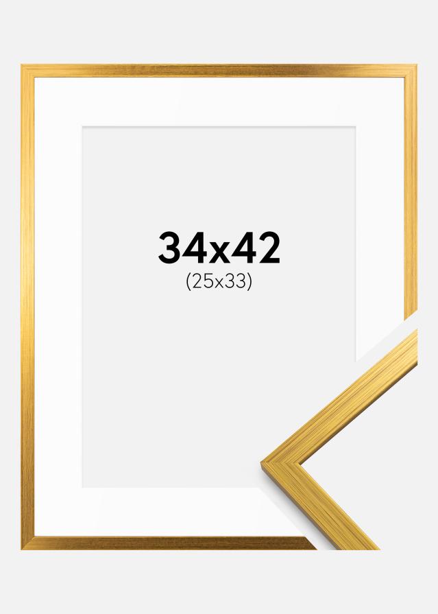 Kehys Edsbyn Kulta 34x42 cm - Passepartout Valkoista 26x34 cm