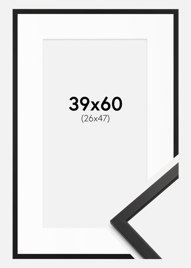 Kehys Edsbyn Musta 39x60 cm - Passepartout Valkoista 27x48 cm
