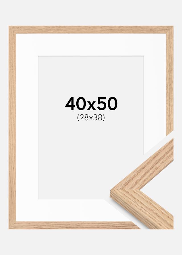 Kehys Tidlös Massiivinen Tammi 40x50 cm - Passepartout Valkoinen 29x39 cm