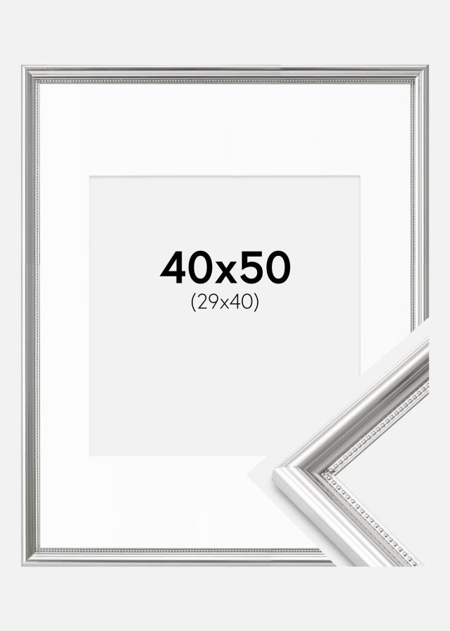 Kehys Gala Hopea 40x50 cm - Passepartout Valkoista 30x41 cm