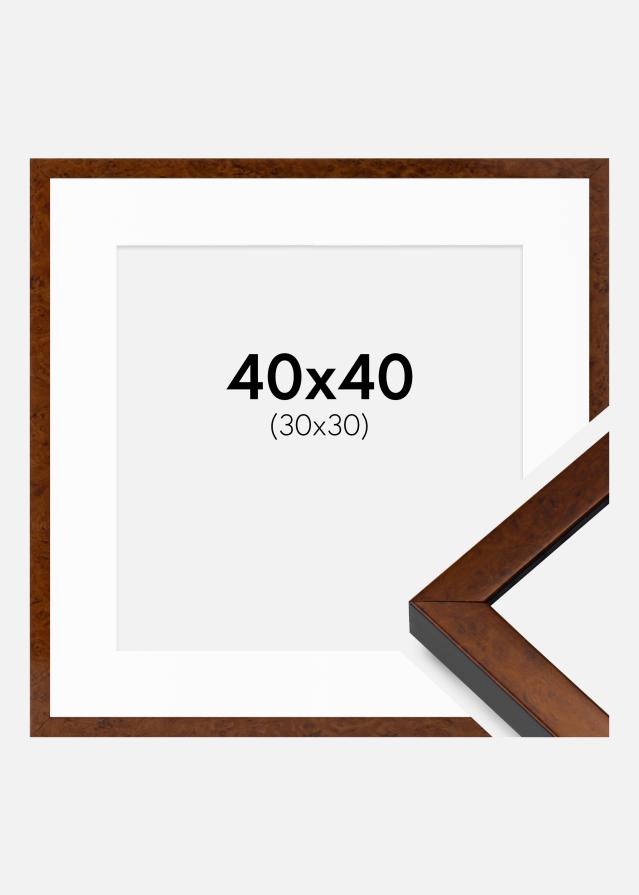 Kehys Ares Saksanpähkinä 40x40 cm - Passepartout Valkoista 31x31 cm