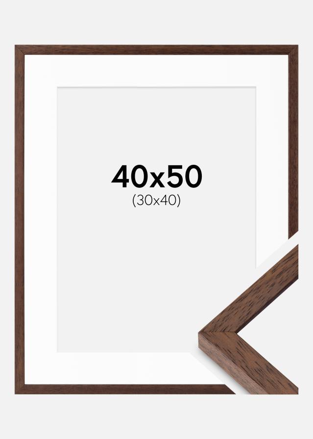 Kehys Ares Teak 40x50 cm - Passepartout Valkoista 31x41 cm