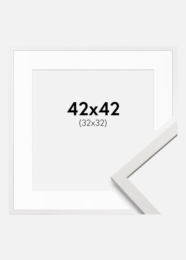 Kehys Edsbyn Valkoista 42x42 cm - Passepartout Valkoista 33x33 cm