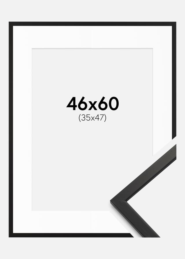 Kehys Edsbyn Musta 46x60 cm - Passepartout Valkoista 36x48 cm