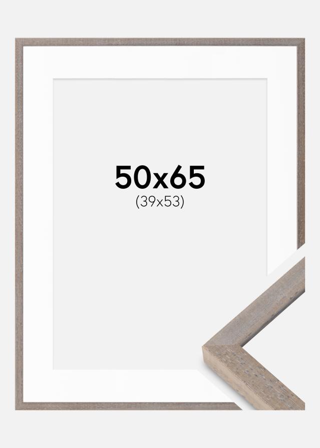 Kehys Ares Harmaa 50x65 cm - Passepartout Valkoista 40x54 cm