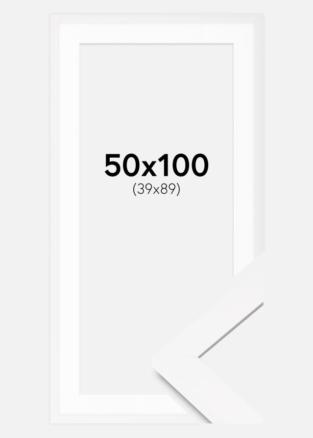 Kehys BGA Classic Valkoista 50x100 cm - Passepartout Valkoista 40x90 cm