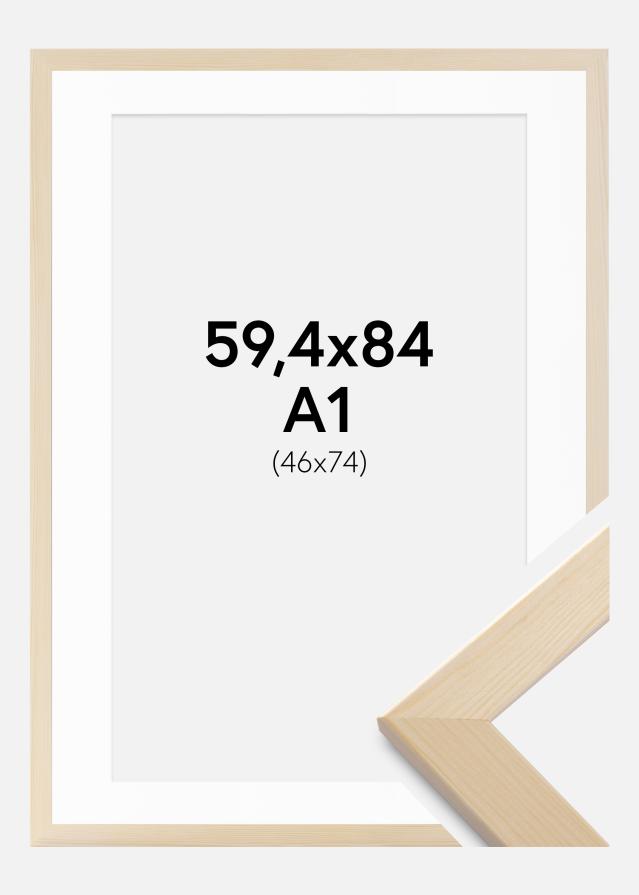 Kehys Trendline Luonto 59,4x84 cm - Passepartout Valkoista 47x75 cm