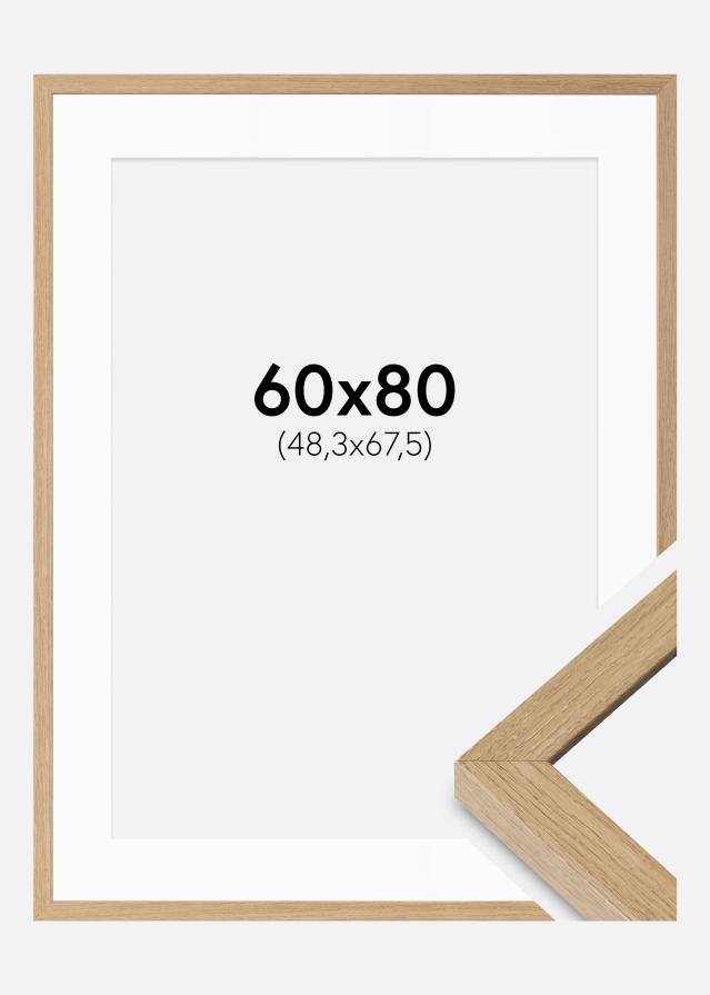 Kehys Hermes Luonnollinen Tammi 60x80 cm - Passepartout Valkoista 49,3x68,5 cm