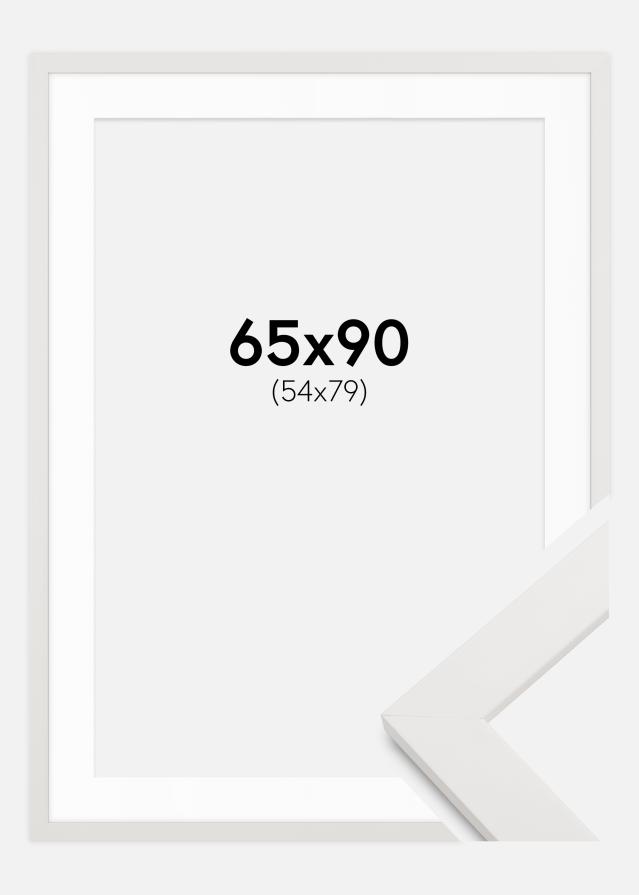 Kehys Valkoista puu 65x90 cm - Passepartout Valkoista 55x80 cm