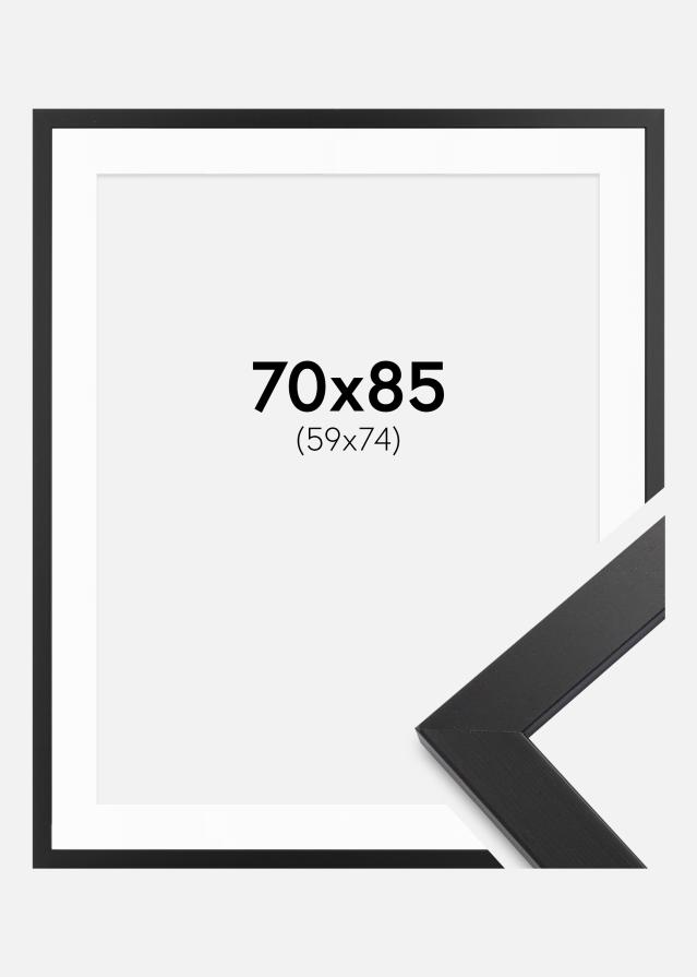 Kehys musta puu 70x85 cm - Passepartout Valkoista 60x75 cm