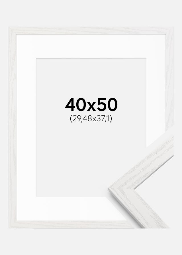 Kehys Stilren Valkoista Tammi 40x50 cm - Passepartout Valkoista 12x15 inches