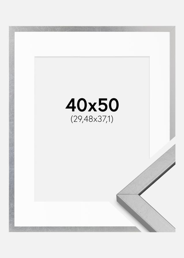 Kehys Minerva Hopea 40x50 cm - Passepartout Valkoista 12x15 inches