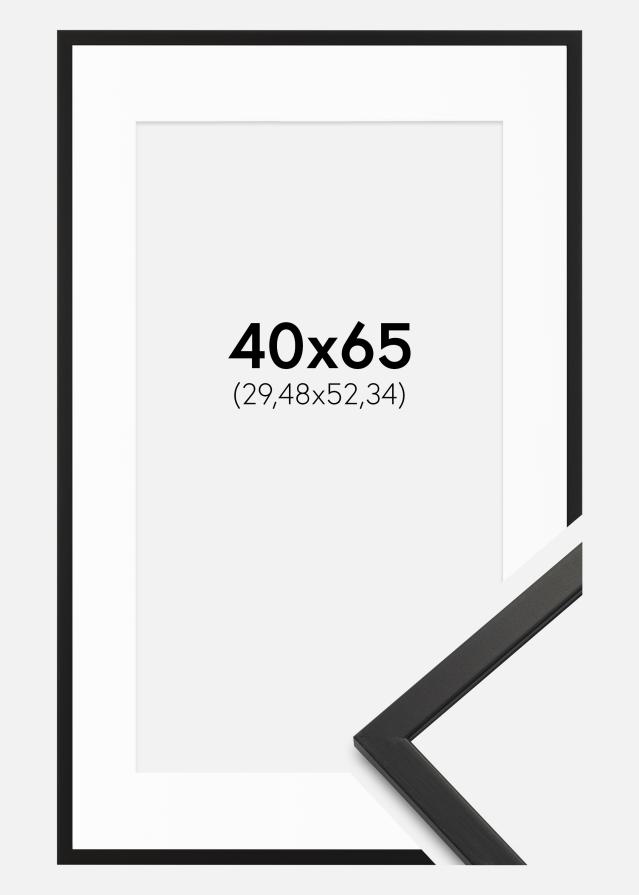 Kehys Edsbyn Musta 40x65 cm - Passepartout Valkoista 12x21 inches