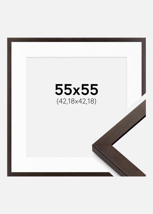 Kehys Selection Saksanpähkinä 55x55 cm - Passepartout Valkoista 17x17 inches
