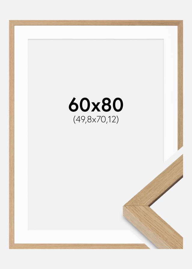 Kehys Hermes Luonnollinen tammi 60x80 cm - Passepartout Valkoista 20x28 inches