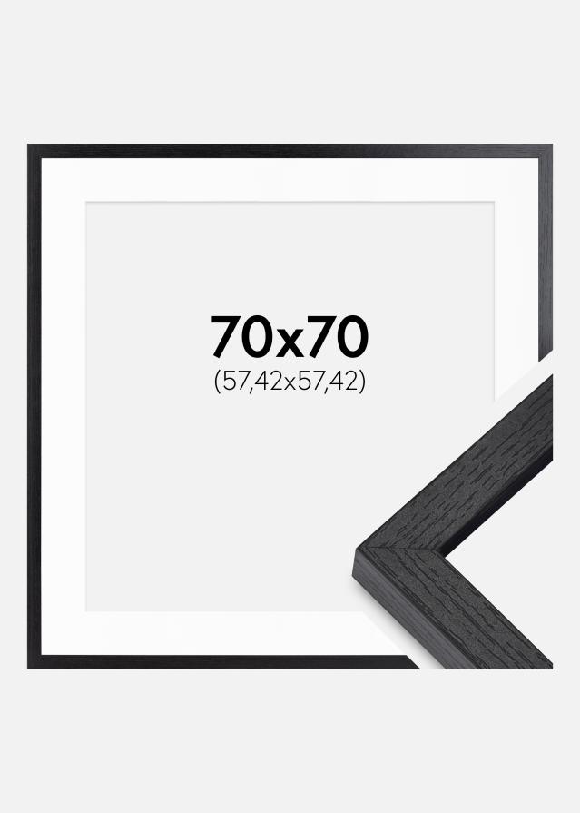 BGA Laatikon kehys Musta 70x70 cm - Passepartout Valkoista 23x23 inches
