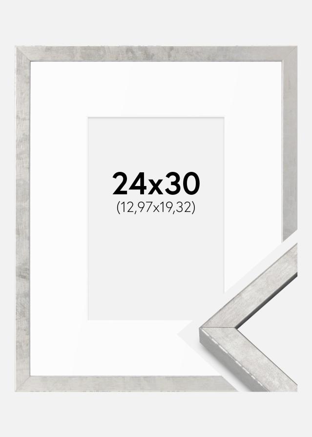 Kehys Ares Hopea 24x30 cm - Passepartout Valkoista 5,5x8 inches