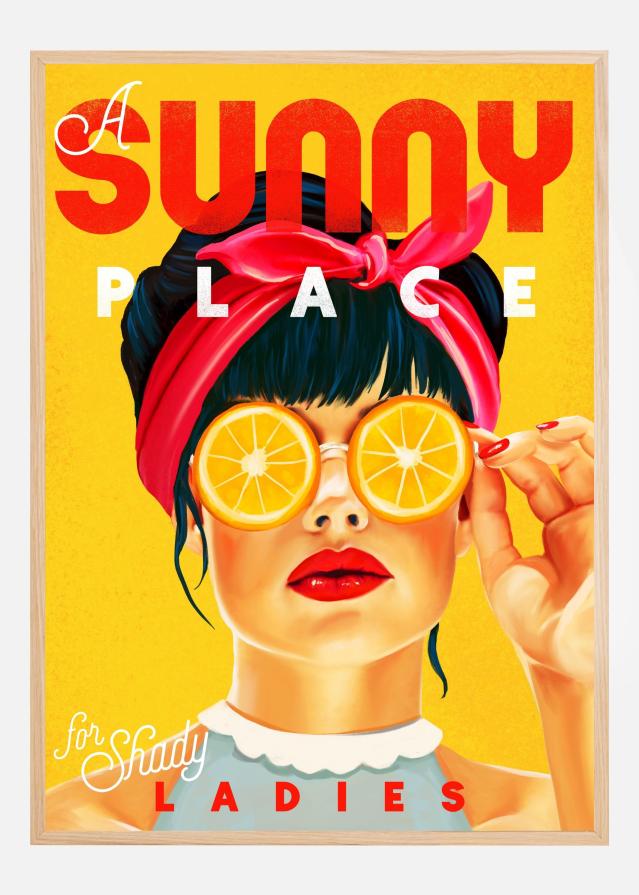 A Sunny Place For Shady Ladies Orange Pinup Art Juliste