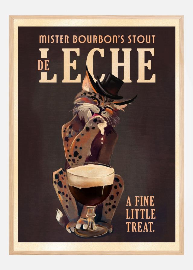 Bourbon De Leche Guinness Style Cat Art Juliste