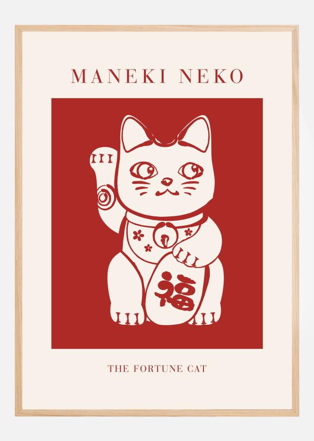 Maneki-Neko Cat Red Juliste