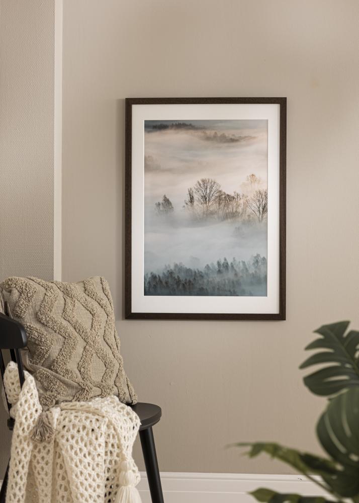 Kehys ruskea puu 68x98 cm - Passepartout Valkoista 56x76 cm