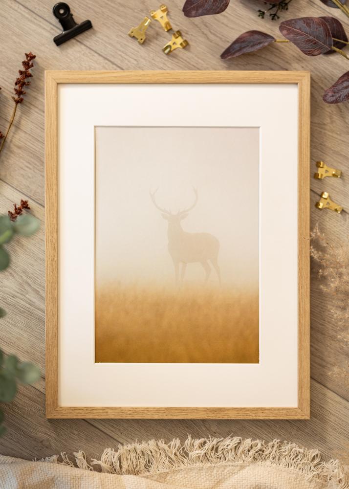 Kehys Ares Luonnollinen Tammi 50x70 cm - Passepartout Valkoista 15x23 inches