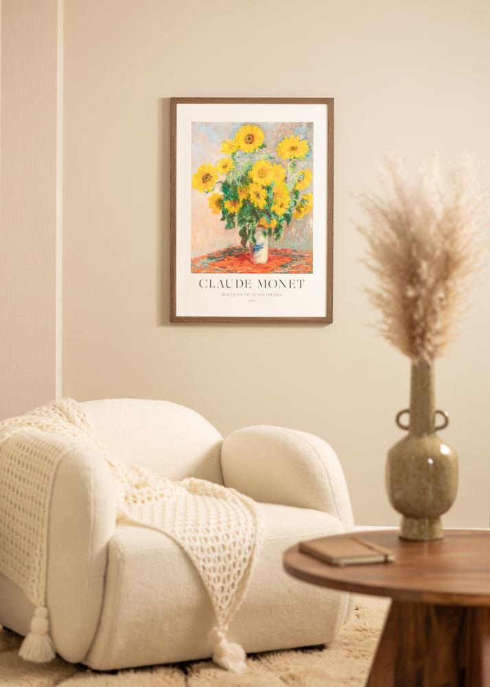 Kehys Hermes Saksanpähkinä 70x90 cm - Passepartout Valkoista 55x70 cm