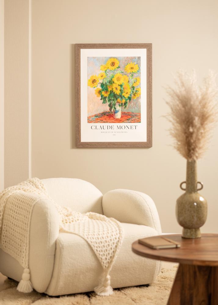 Kehys Juno Harmaa 70x100 cm - Passepartout Valkoista 62x93 cm