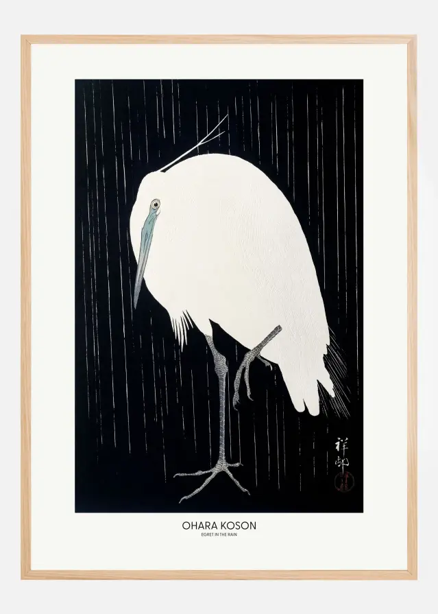 Egret In The Rain Juliste