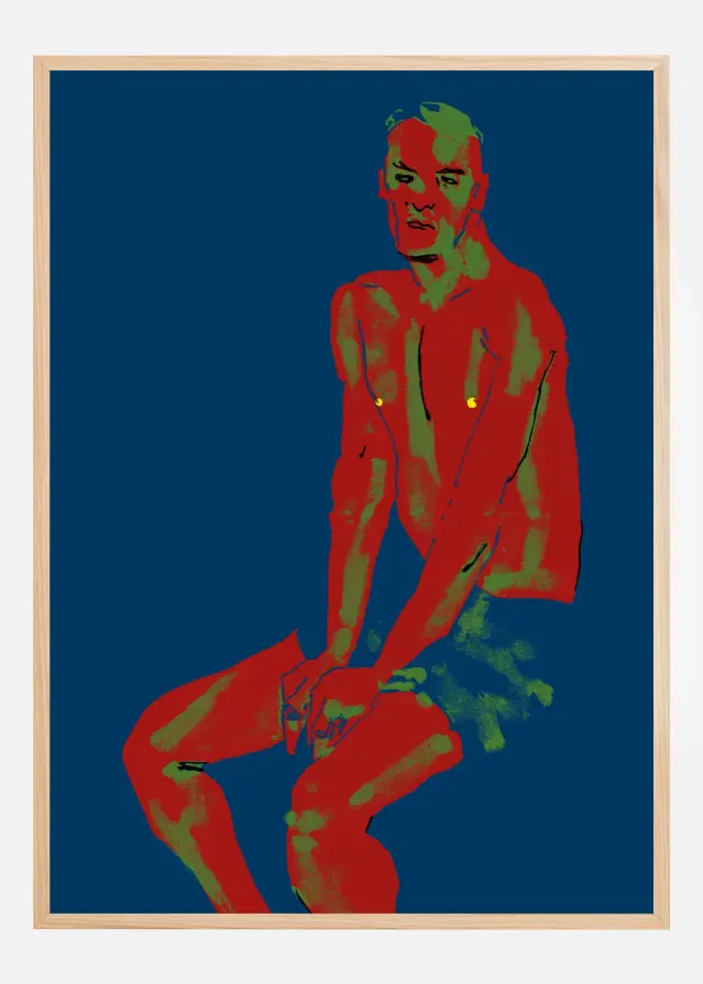 A Man Posing Blue Juliste