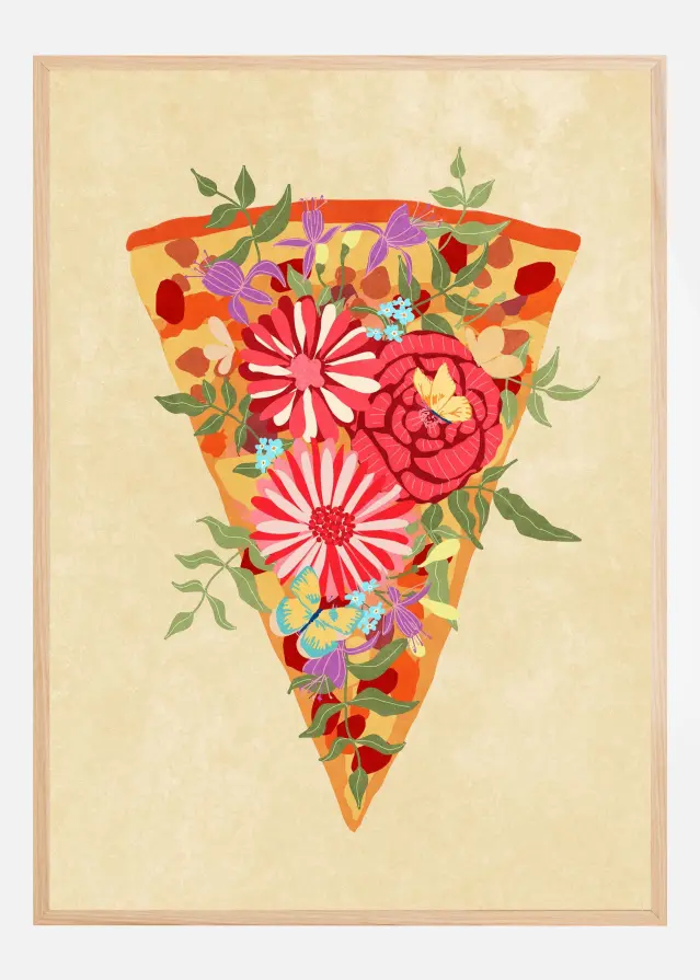 Slice of flower pizza Juliste