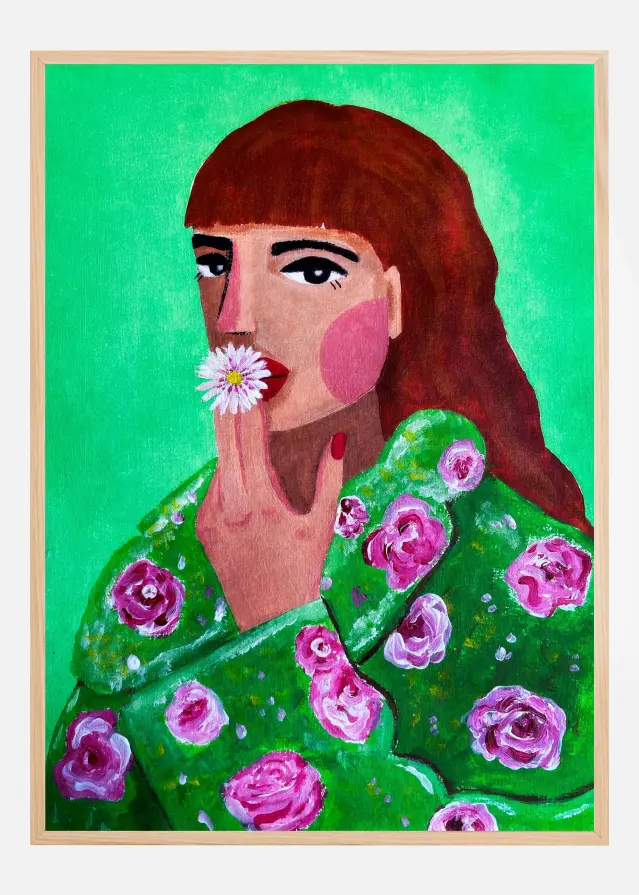 Woman Smoking a Flower Juliste