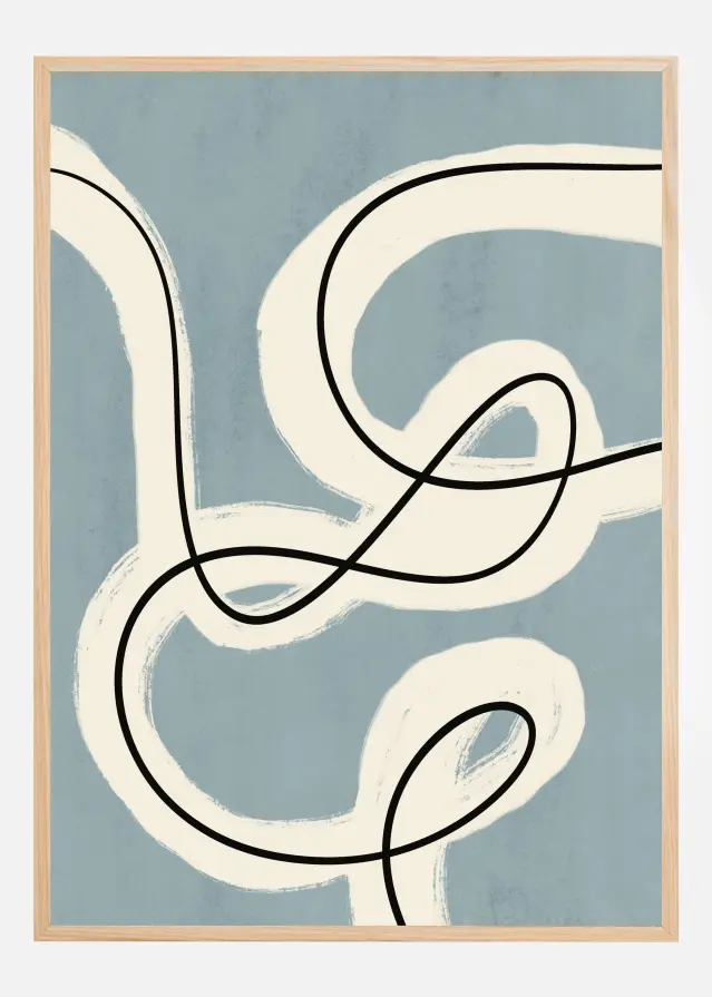 Minimalist line art in blue grey Juliste