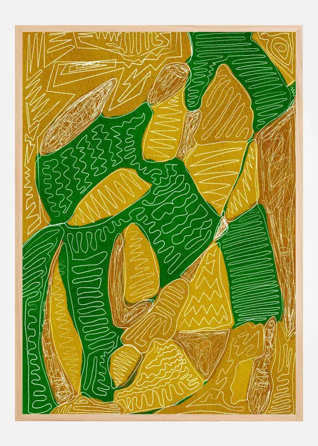 Gold and green abstract Juliste