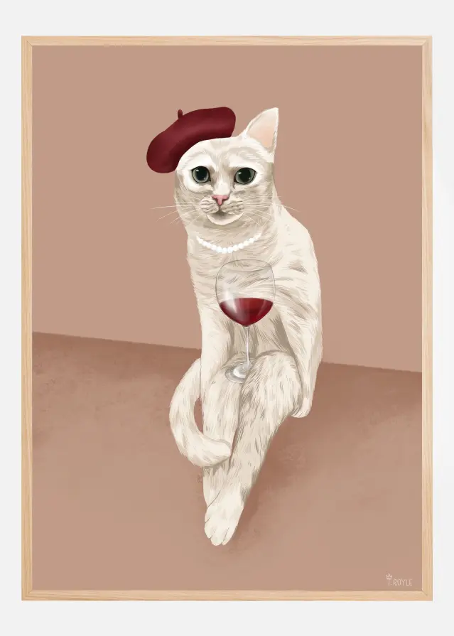 Classy Wine Cat Juliste