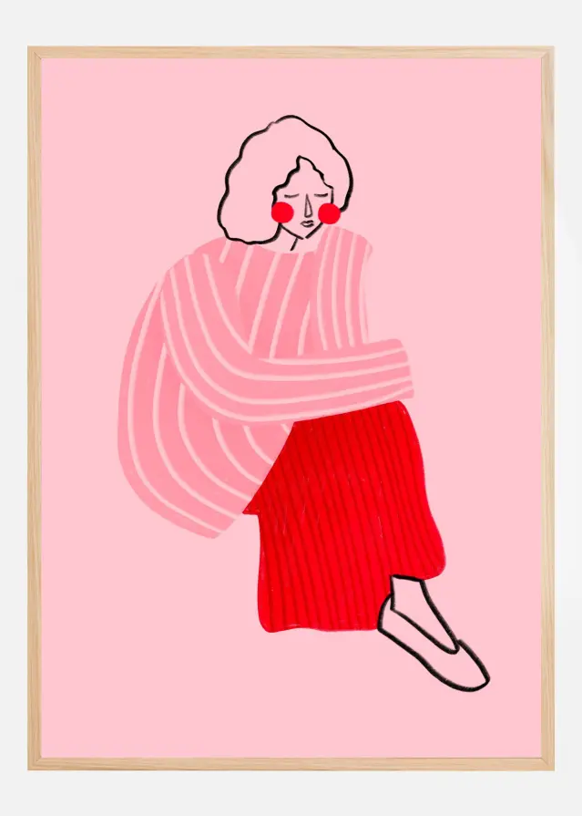 Pink and Red Line Lady Juliste