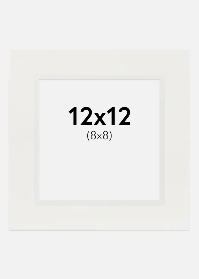 Paspartuuri Valkoinen 3 mm (Valkoinen ydin) 12x12 cm (8x8)