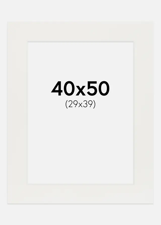 Paspartuuri Valkoinen 3 mm (Valkoinen ydin) 40x50 cm (29x39)