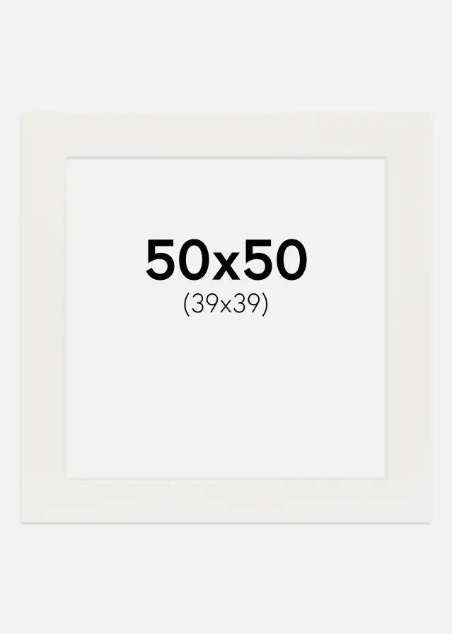 Paspartuuri Valkoinen 3 mm (Valkoinen ydin) 50x50 cm (39x39)