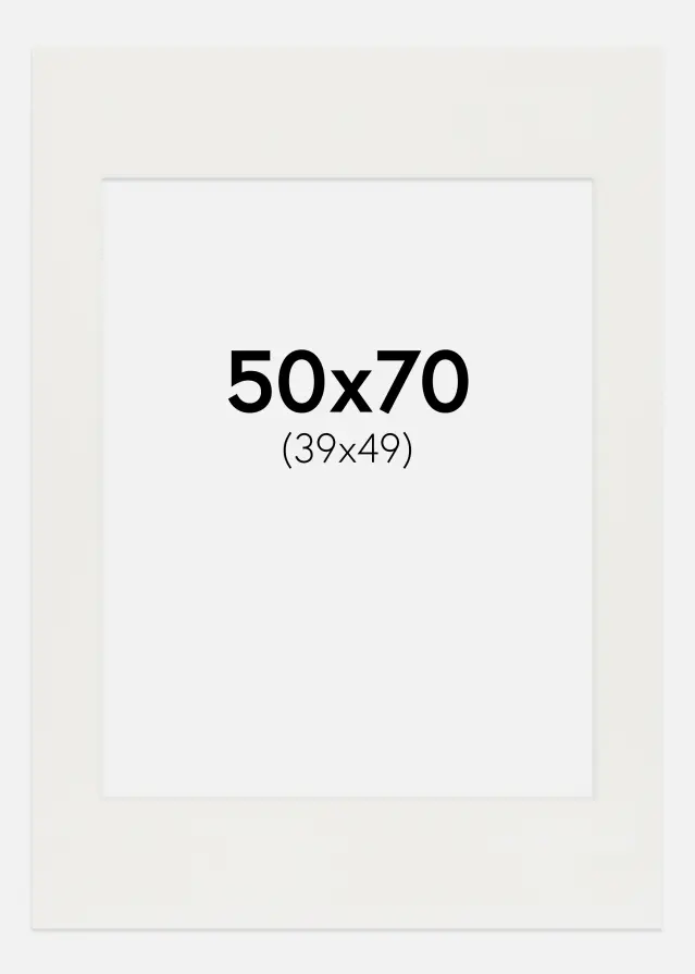 Paspartuuri Valkoinen 3 mm (Valkoinen ydin) 50x70 cm (39x49)