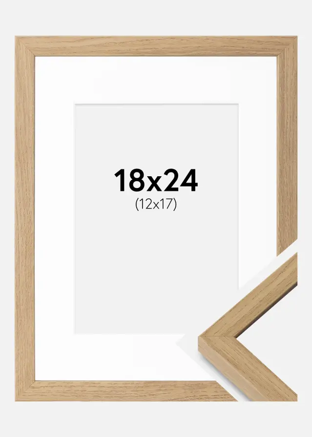 Kehys Ares Luonnollinen Tammi 18x24 cm - Passepartout Valkoista 13x18 cm