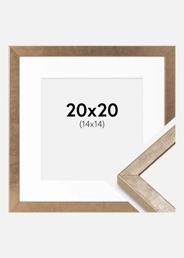 Kehys Ares Messinki 20x20 cm - Passepartout Valkoista 15x15 cm