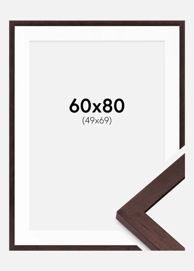 Kehys BGA Classic Saksanpähkinä 60x80 cm - Passepartout Valkoista 50x70 cm
