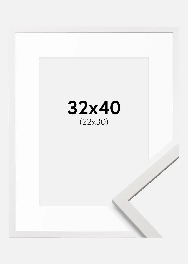 Kehys Edsbyn Valkoista 32x40 cm - Passepartout Valkoista 23x31 cm
