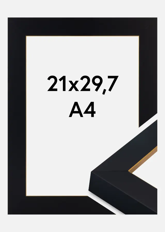 Kehys Sussex Akryylilasi Musta/Kulta 21x29,7 cm (A4)