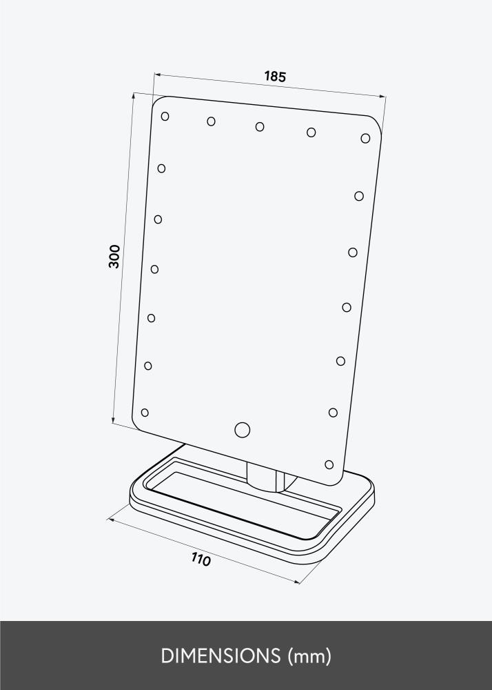 KAILA Meikkipeili Foot Musta 18x30 cm