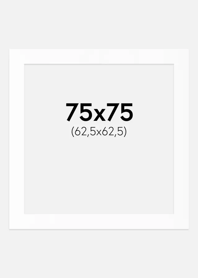 Passepartout Valkoinen Standard (Valkoinen keskus) 75x75 cm (62,5x62,5)