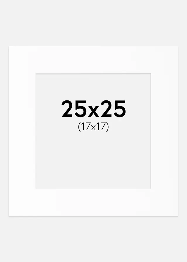 Passepartout Valkoinen Standard (Valkoinen keskus) 25x25 cm (17x17)