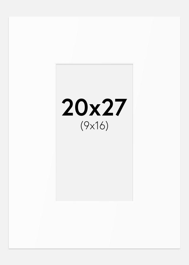 Passepartout Valkoinen Standard (Valkoinen keskus) 20x27 cm (9x16)