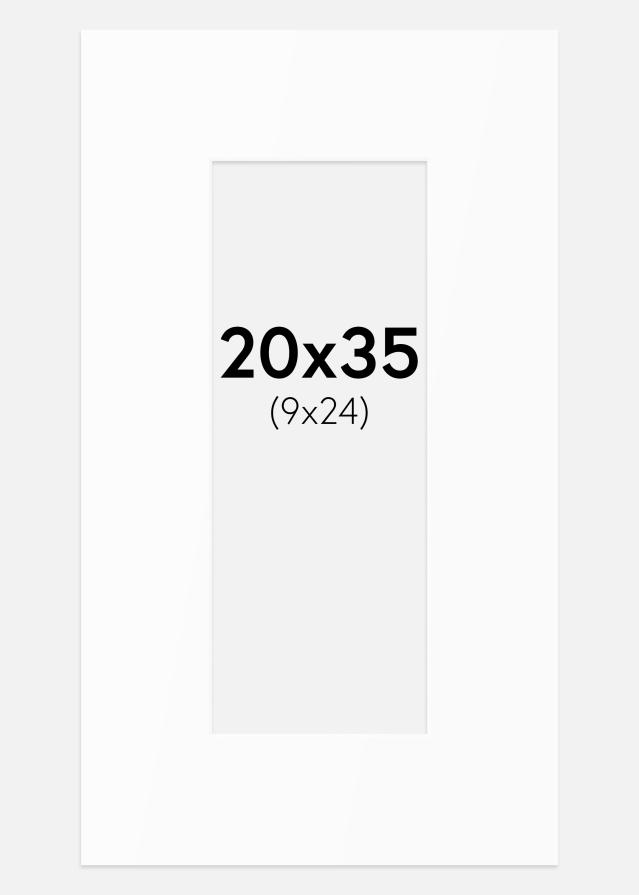 Passepartout Valkoinen Standard (Valkoinen keskus) 20x35 cm (9x24)